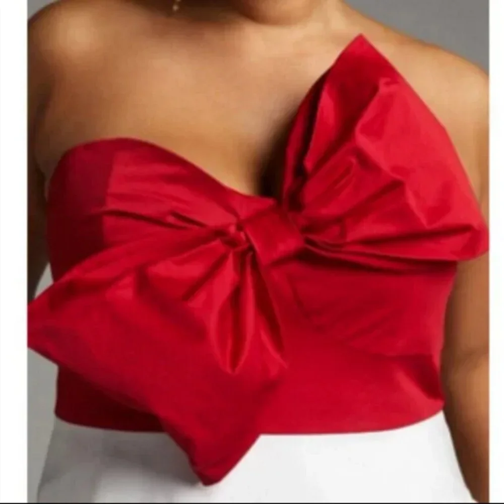 Anthropologie Hutch 2 NWT Red Bow-Tie Maxi Dress Gown Holiday Cocktail Party - Picture 5 of 9